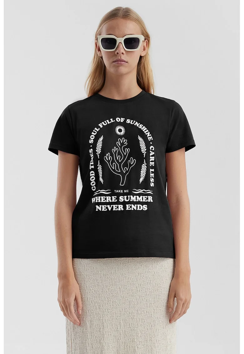 Tricou cu imprimeu grafic, Negru