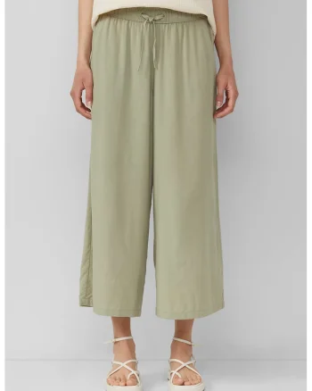 Pantaloni crop cu croiala ampla, Verde pal