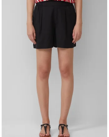 Pantaloni scurti relaxed-fit din amestec de in, Negru