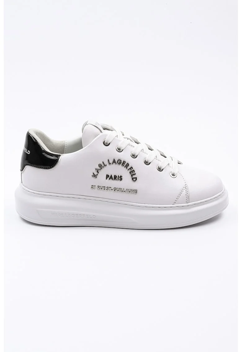 Pantofi sport din piele cu logo metalic, Alb