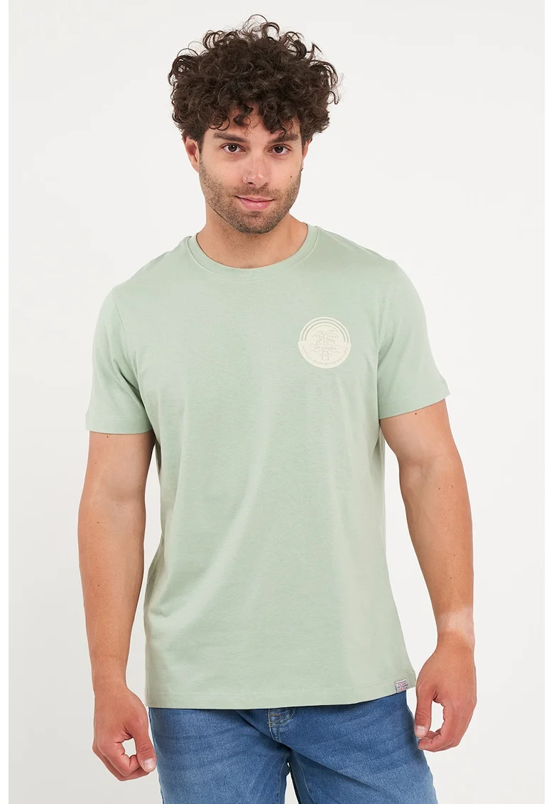 Tricou din bumbac cu imprimeu pe partea din spate, Verde deschis
