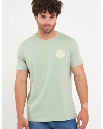 Tricou din bumbac cu imprimeu pe partea din spate, Verde deschis