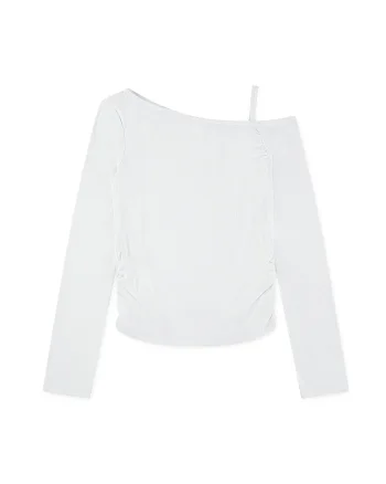 Bluza striata cu insertie elastica laterala, Alb