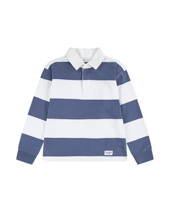Bluza polo in dungi, Alb/Albastru prafuit