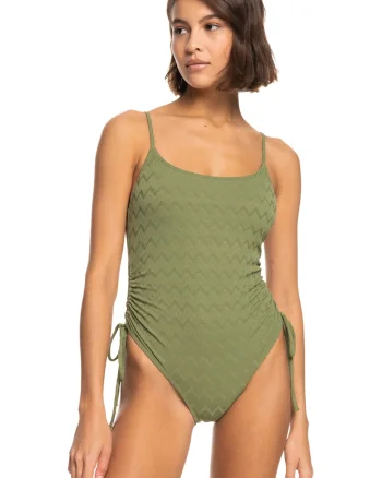 Costum de baie intreg cu detalii plisate Current Coolnes, Verde