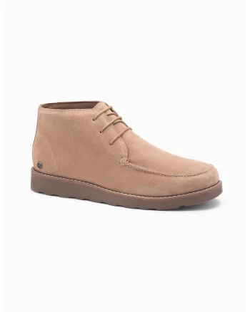 Ghete Chukka de piele intoarsa cu sireturi, Bej