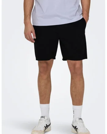 Pantaloni scurti cu buzunare oblice Tel, Negru