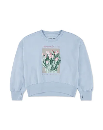 Bluza de trening cu anouri pentru degete, Albastru deschis