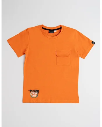 Tricou din bumbac cu buzunar pe piept, Portocaliu mandarina