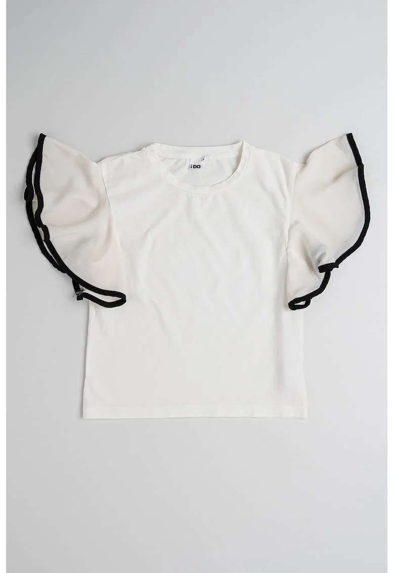 Tricou din amestec de bumbac cu detalii contrastante, Negru/Alb murdar