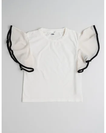 Tricou din amestec de bumbac cu detalii contrastante, Negru/Alb murdar