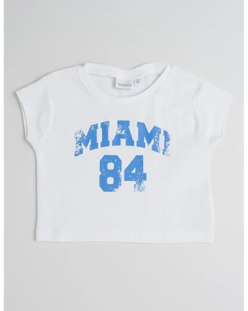 Tricou cu imprimeu text, Alb/Albastru