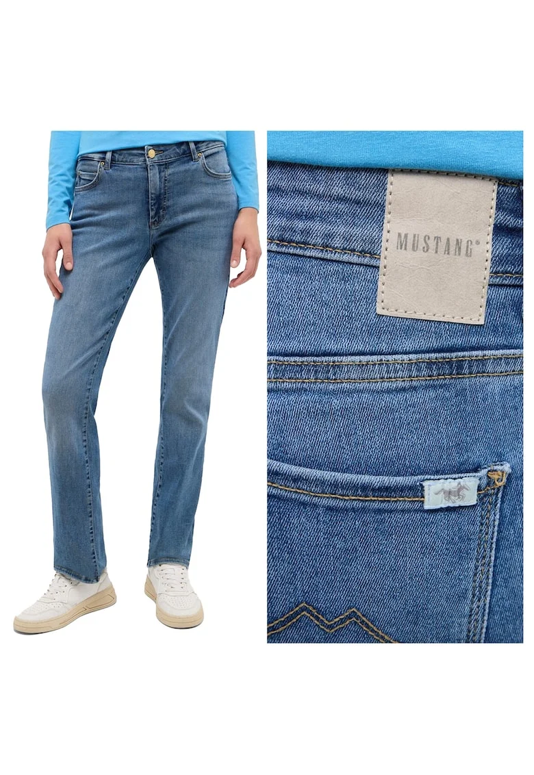 Blugi Dama,  Crosby, Straight Fit, Talie Media, Fermoar, Lungi, 5 Buzunare, Bumbac, Albastru, Albastru