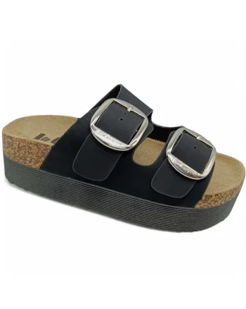 Papuci pentru femei, LeeCooper, piele naturala, negru, tehnologie Antistress, Negru