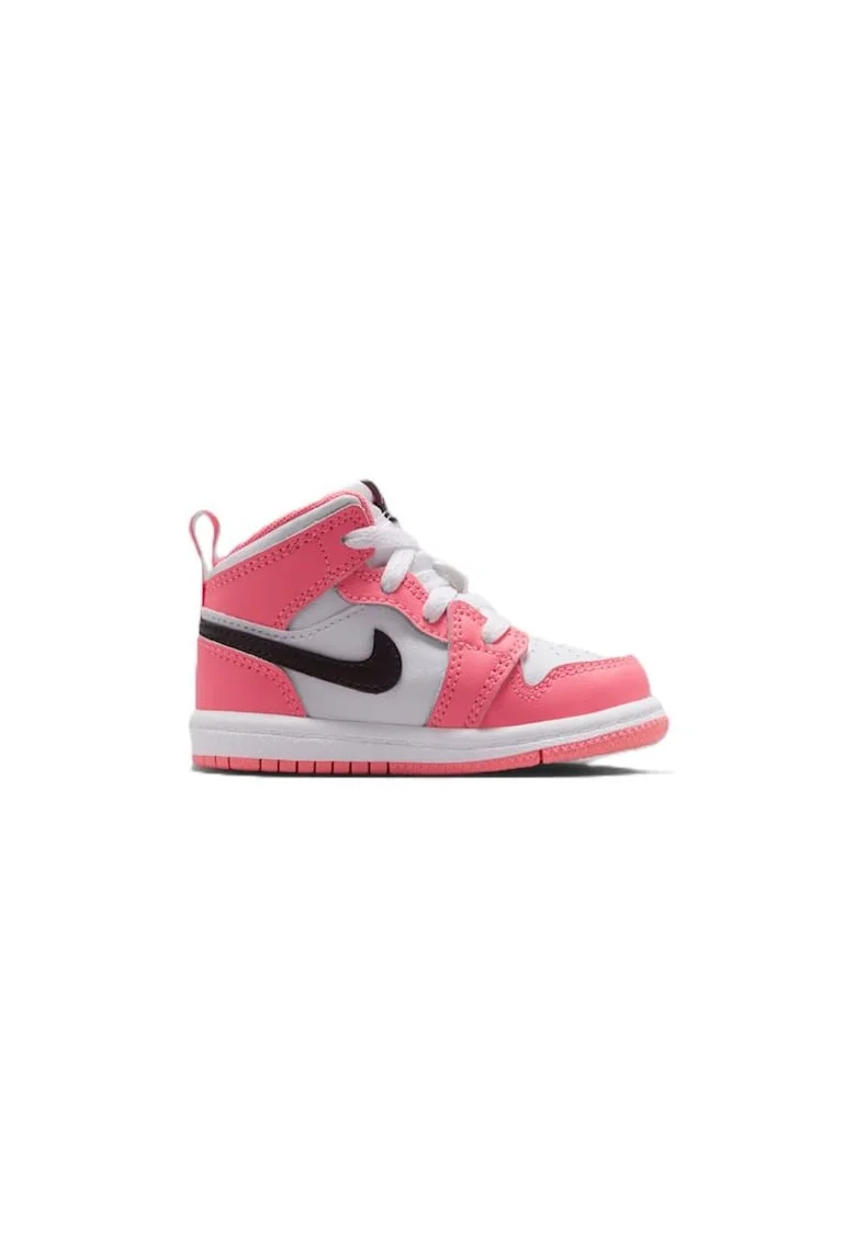 Pantofi sport copii  JORDAN 1 MID BT, Piele ecologica, Roz, Roz