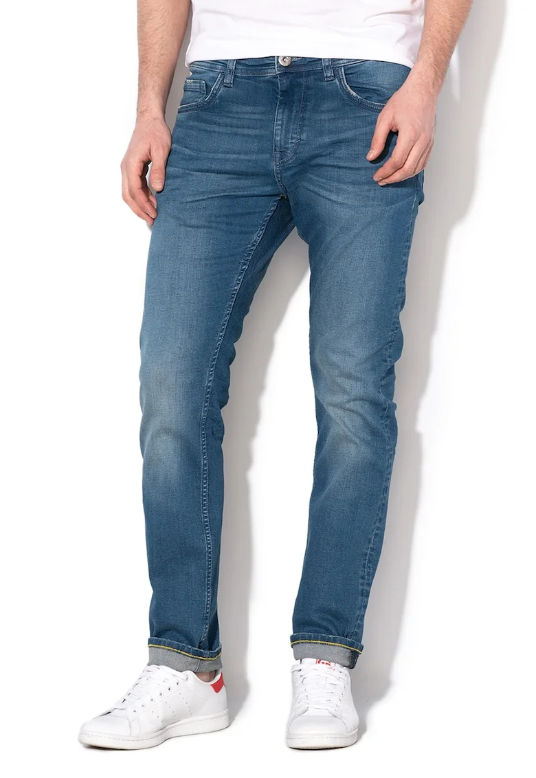 Blugi slim fit cu aspect decolorat