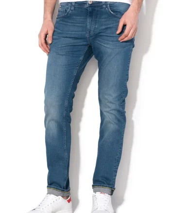 Blugi slim fit cu aspect decolorat