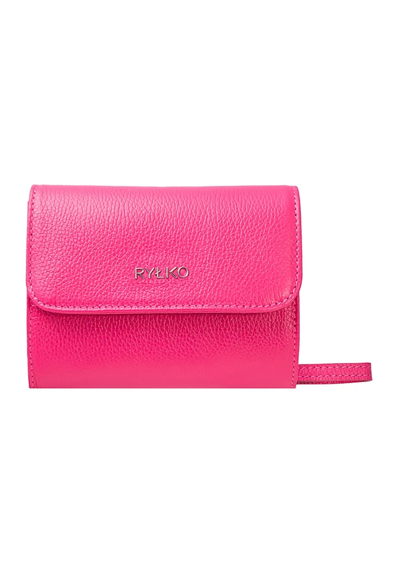 RYLKO, Geanta din piele cu bareta de umar din lant, Fucsia