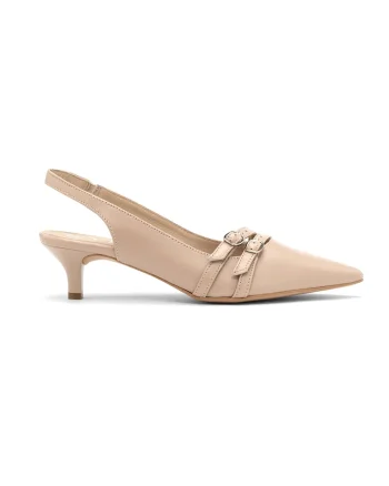 Pantofi slingback de piele Sarah, Maro nisip