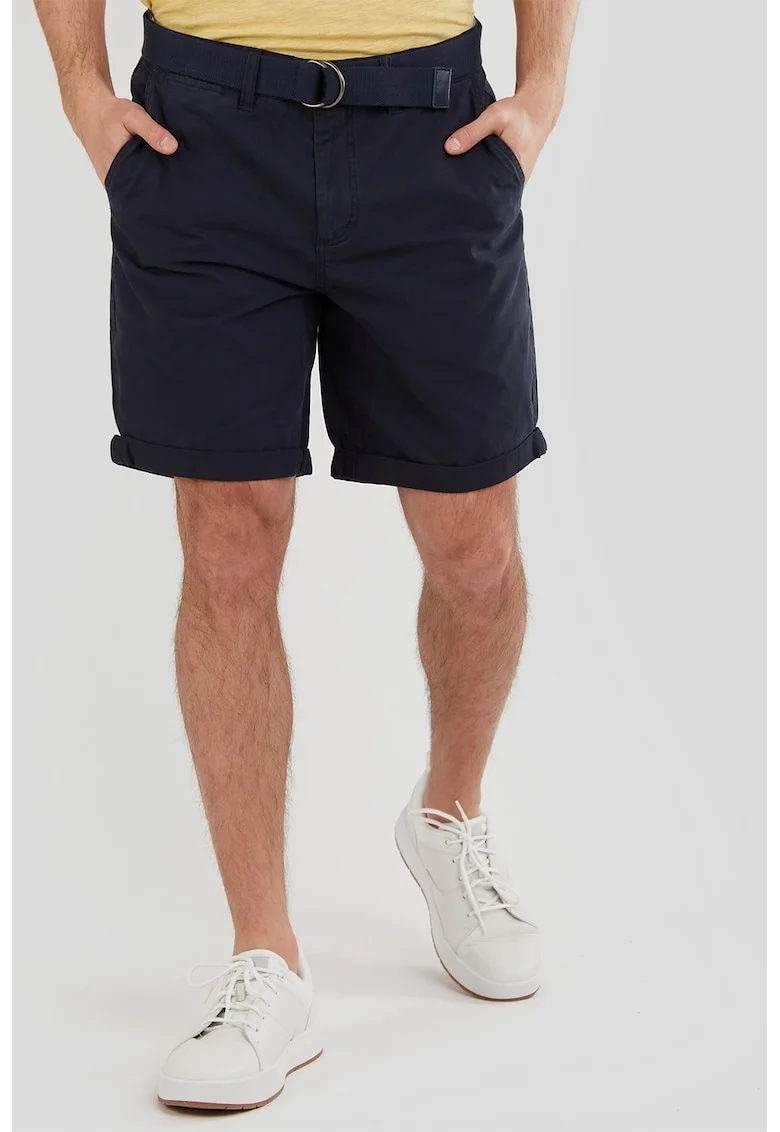 Pantaloni scurti chino cu croiala regular-fit si curea in talie North, Albastru ultramarin