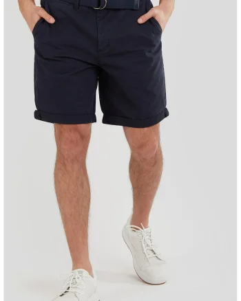 Pantaloni scurti chino cu croiala regular-fit si curea in talie North, Albastru ultramarin