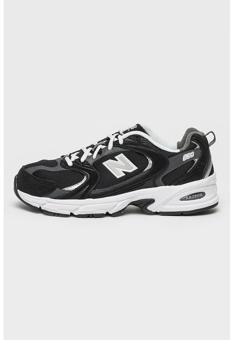 Pantofi sport cu detalii contrastante 530, Alb/Negru