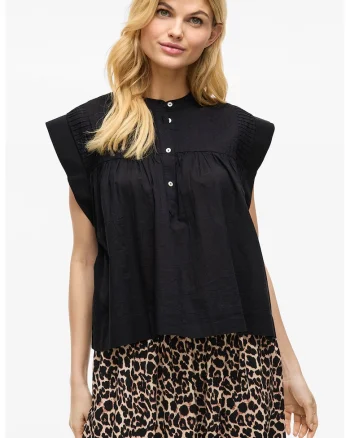 Bluza din bumbac organic cu model uni, Negru