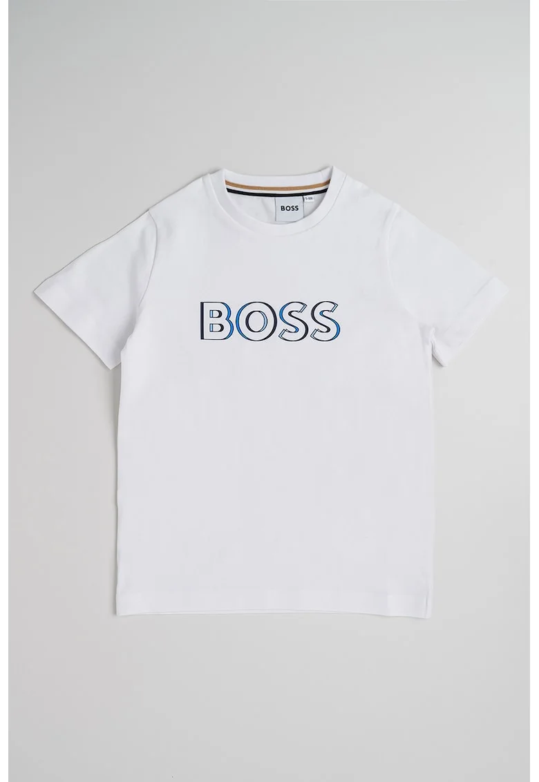 Tricou de bumbac cu logo, Albastru ultramarin/Albastru royal/Alb optic