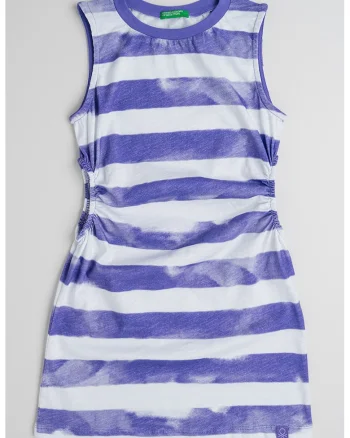 Rochie din bumbac cu decupaje laterale, Alb/Ametist