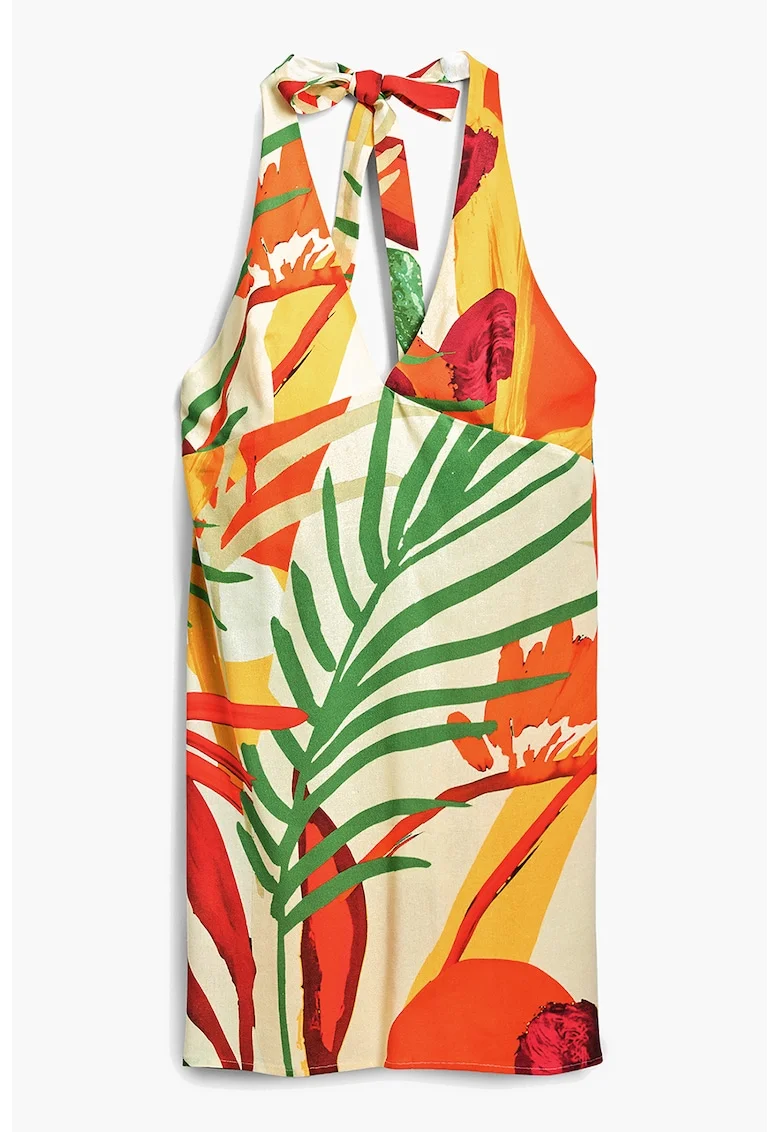 Top de plaja cu decolteu halter, Multicolor