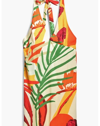 Top de plaja cu decolteu halter, Multicolor