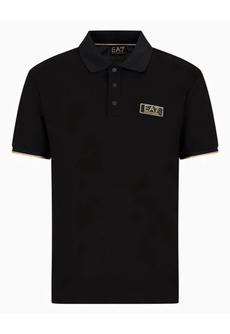 Tricou polo Emporio Armani, negru, 100% bumbac