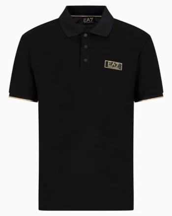 Tricou polo Emporio Armani, negru, 100% bumbac