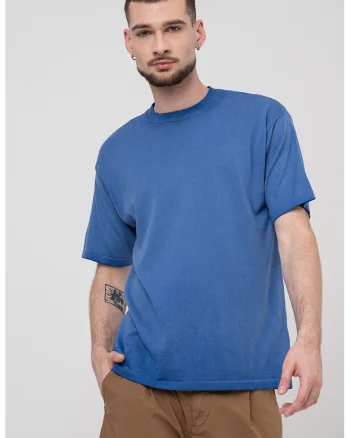 Tricou regular fit cu decolteu la baza gatului, Albastru royal