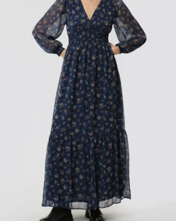 Rochie cu decolteu in V si print floral,