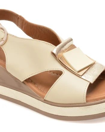 Sandale GOLD DEER aurii, 22070, din piele naturala