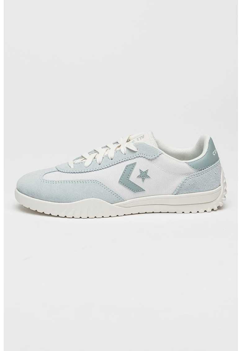 Pantofi sport cu segmente din piele intoarsa Run Star Chevron, Alb/Verde menta