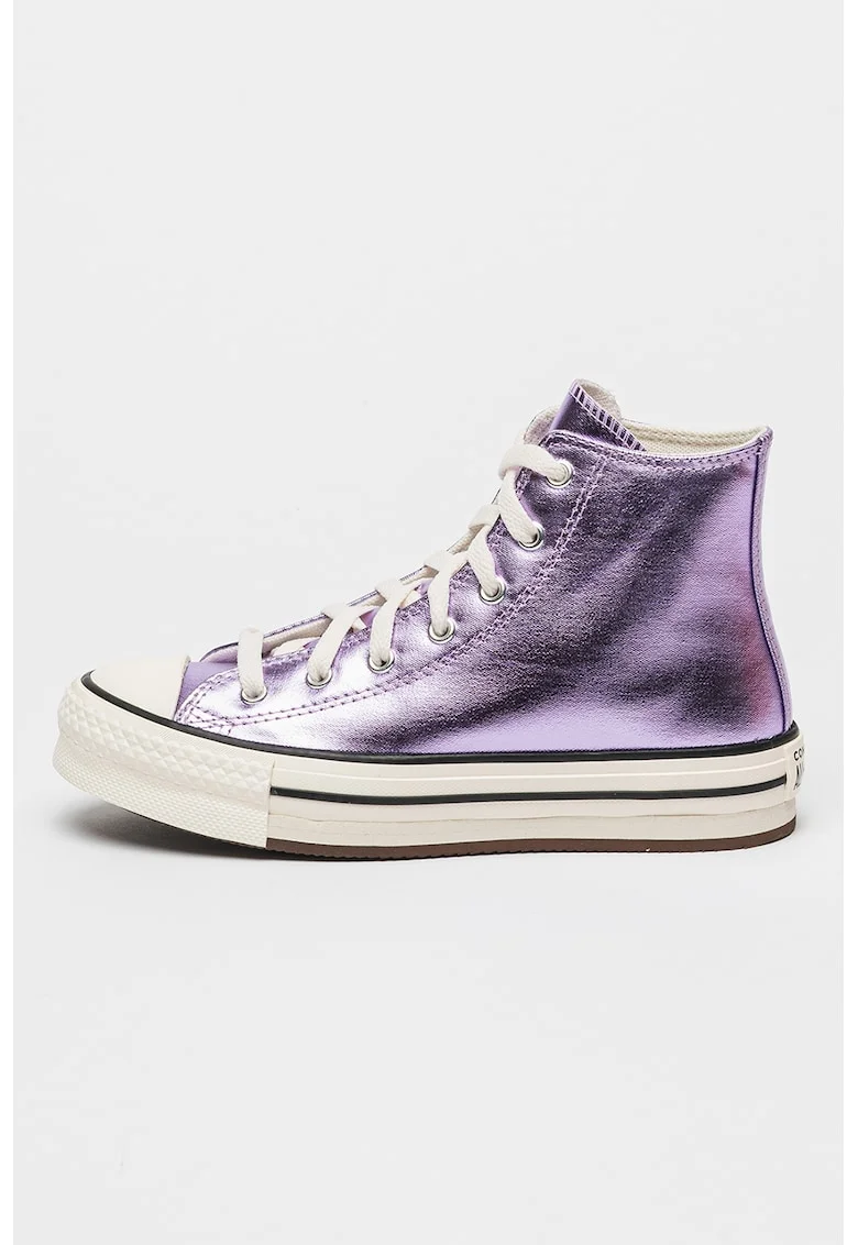 Pantofi sport cu platforma si aspect metalizat All Star Lift, Violet/Argintiu