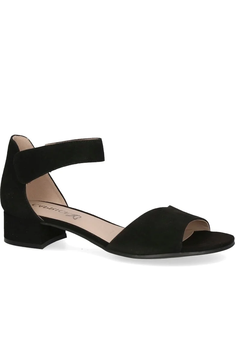Sandale dama  piele naturala, casual, toc jos, negru, Negru