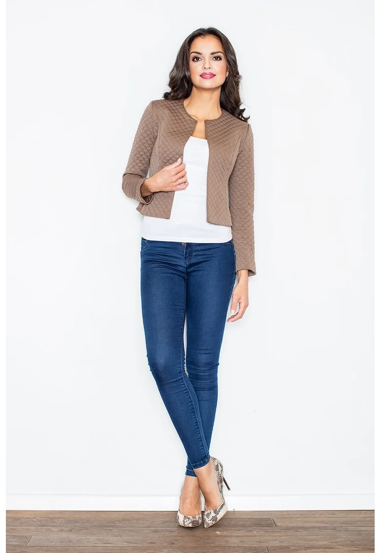 Sacou dama  M218, bej, poliester, design modern,