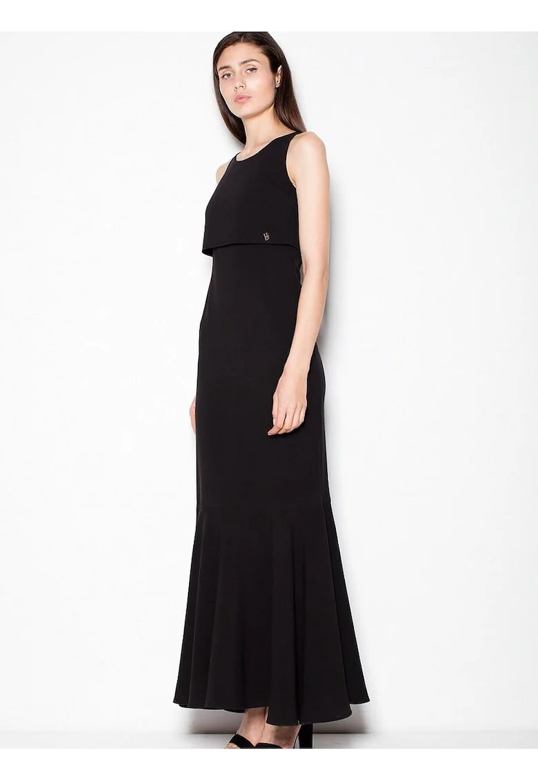 Rochie lunga  neagra, elastan, poliester, viscoza