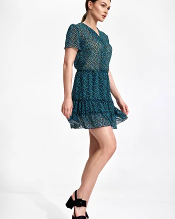 Rochie boho  mini, verde, poliester
