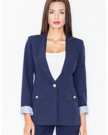Sacou dama,  jacheta eleganta, bleumarin, nasturi aurii,