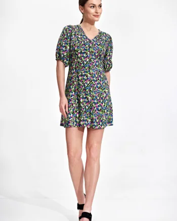 Rochie mini  de vara, viscoza, multicolor