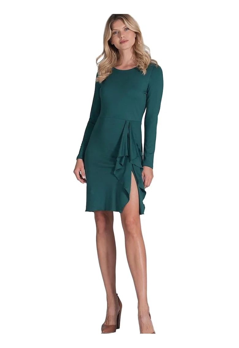 Rochie de cocktail  verde, fabrica de calitate, viscoza, poliester