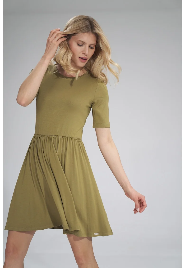 Rochie de vara,  M751, maneca scurta, verde