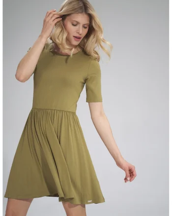 Rochie de vara,  M751, maneca scurta, verde