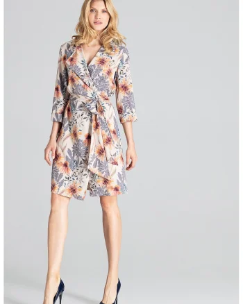 Rochie  M680, imprimeu floral, multicolor, midi, poliester
