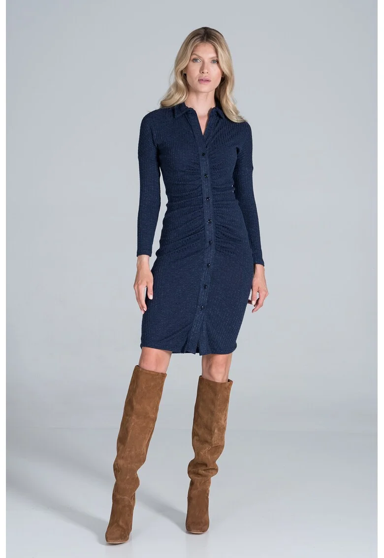 Rochie midi  eleganta, maneci lungi, viscoza