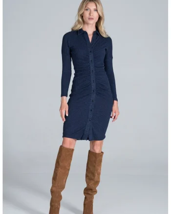 Rochie midi  eleganta, maneci lungi, viscoza